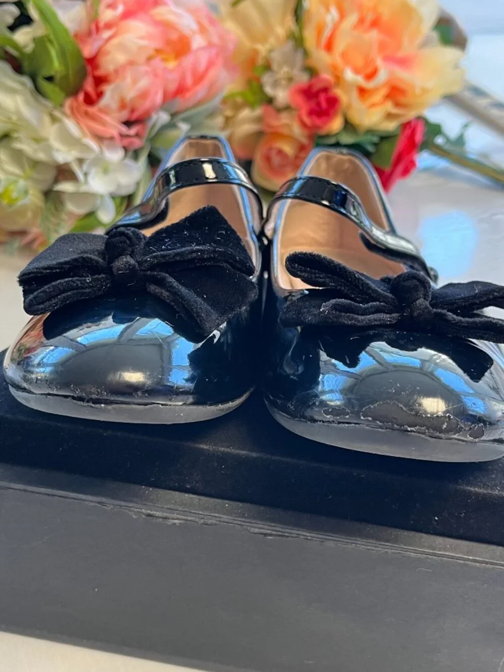 Nordstrom Kids Nolillie Black Patent Bow Mary Janes Size 4M